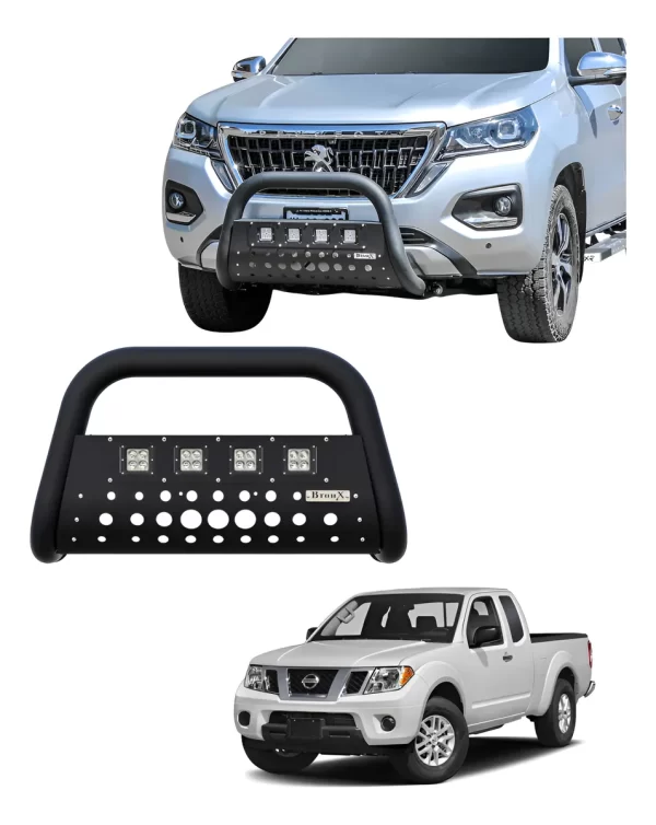 Burrera Black 4 Faros Para Frontier V6 Frente Anterior 08-20