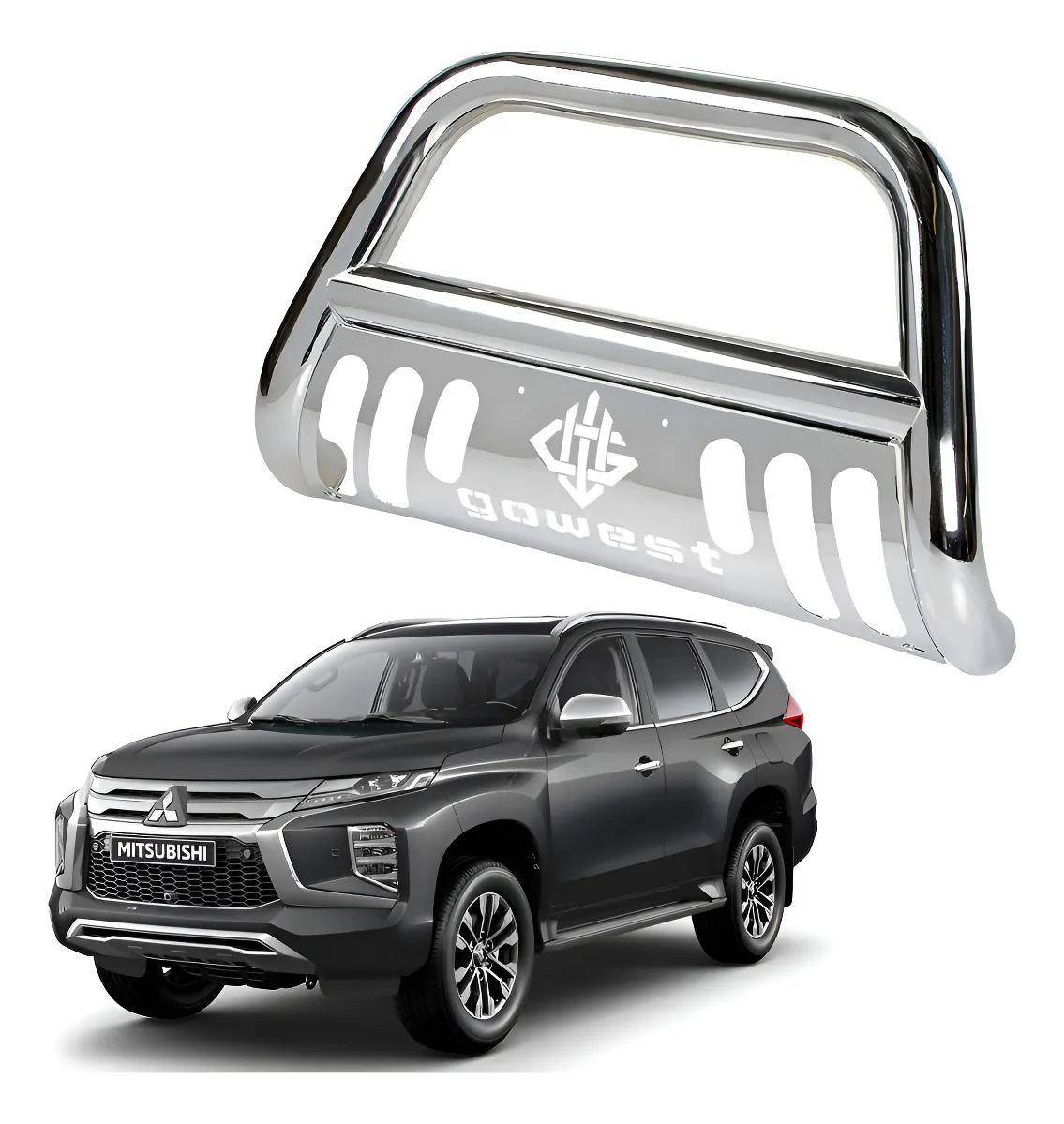 Burrera Protector Bar Mitsubishi Montero Sport 19 - 22 Cromo - Image 1