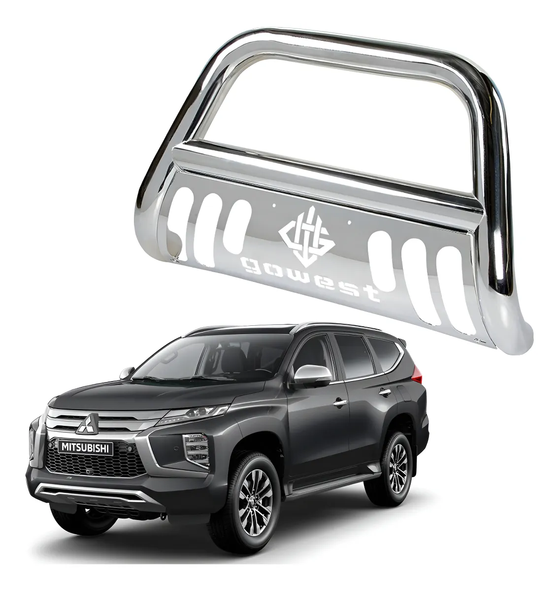 Burrera Protector Bar Mitsubishi Montero Sport 19 - 22 Cromo - Image 1