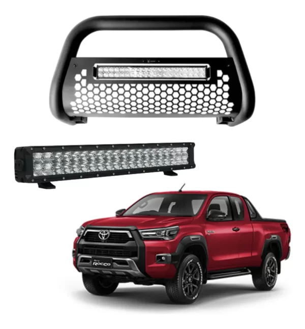 Burrera Tumbaburros Con Barra Led Toyota Hilux Rocco 21-23
