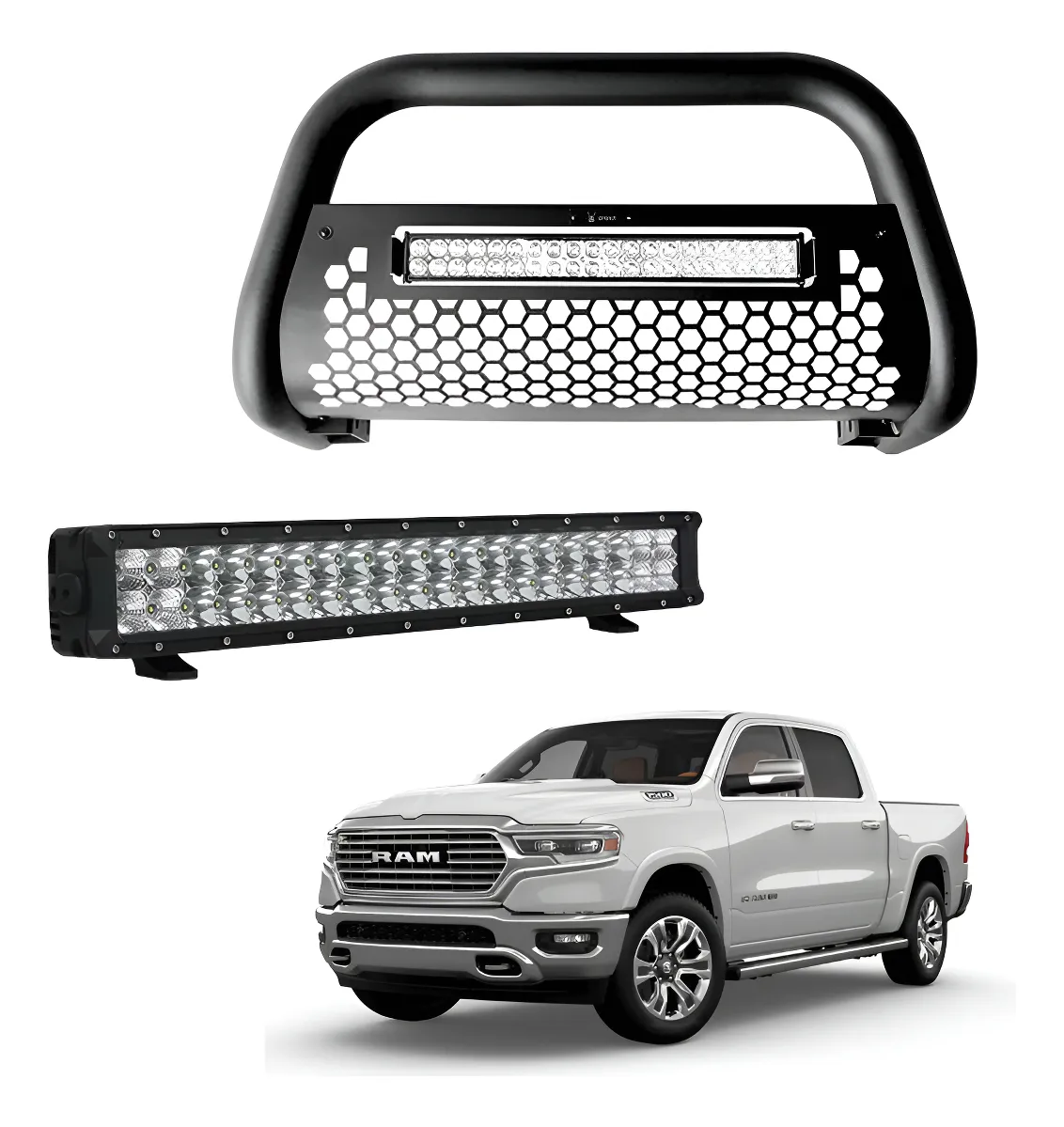 Burrera Tumbaburros Con Barra Led Dodge Ram 2018-2022 - Image 1