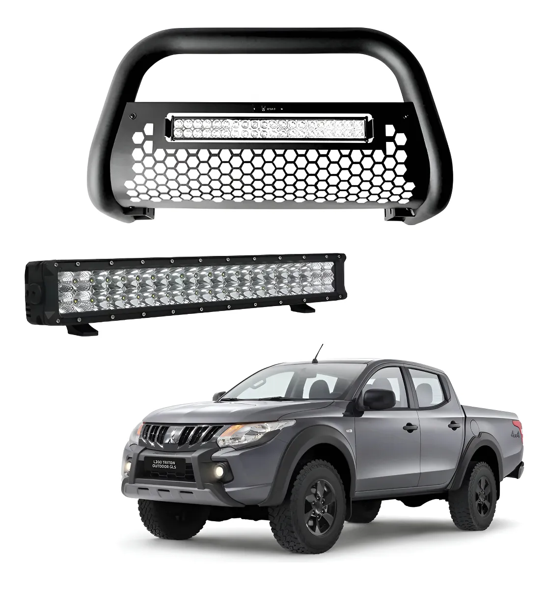 Burrera Tumbaburros Con Barra Led Mitsubishi L200 2020-2023 - Image 1
