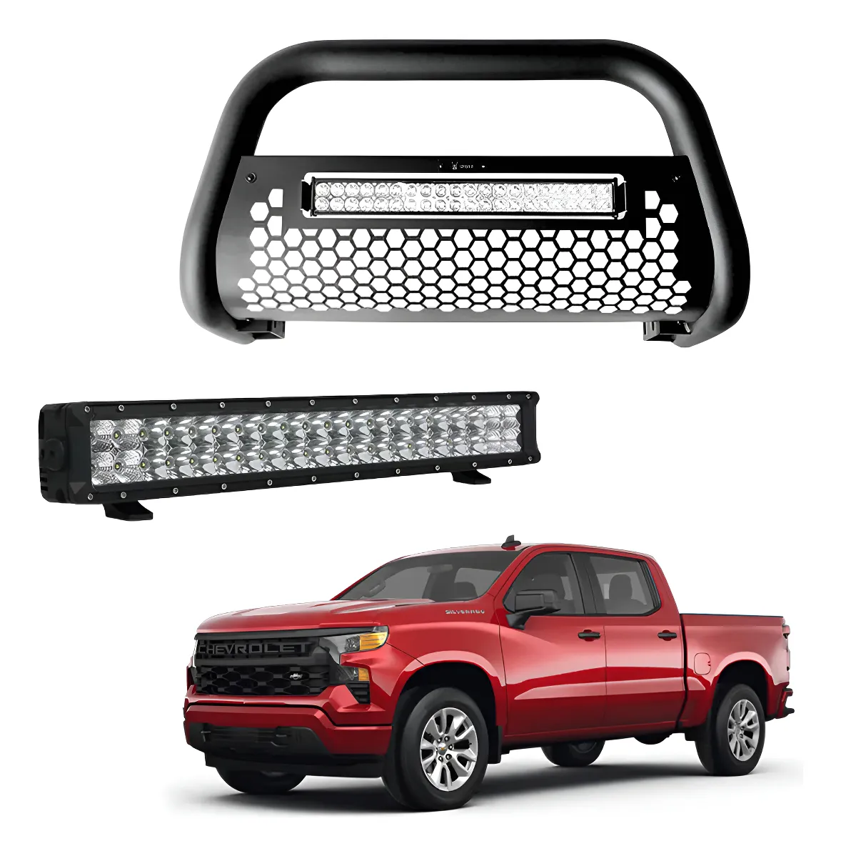 Burrera Tumbaburros Con Barra Led Chevrolet Silverado 19-23 - Image 1