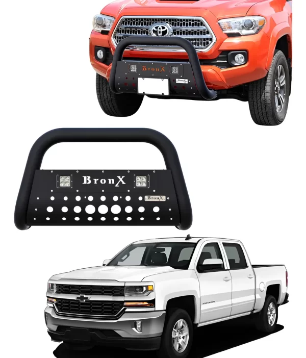 Burrera Black Para Chevrolet Silverado 2014 - 2018 + 2 Led