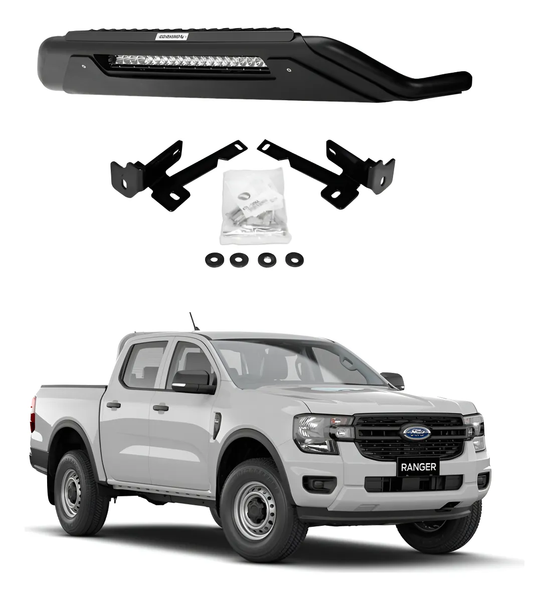 Defensa Rc3 Go Rhino C/ Luz Para Ford Ranger 2016 - 2023 - Image 1