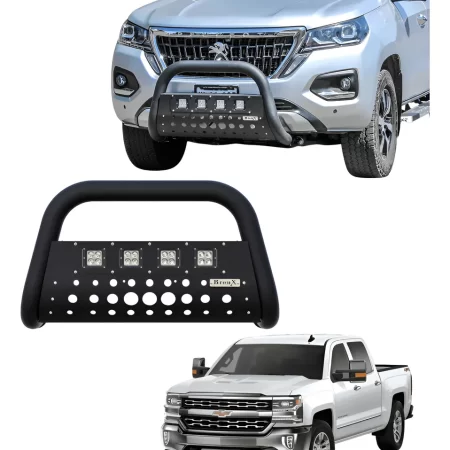 Burrera Black 4 Faros Para Chevrolet Silverado 2014 -2018