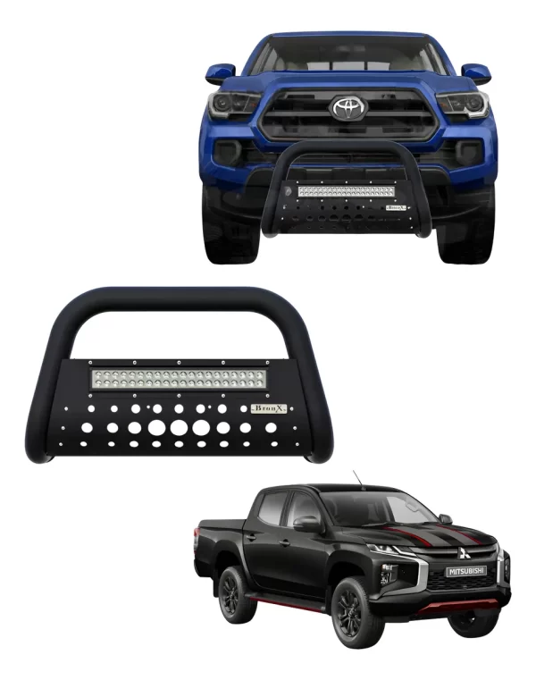 Burrera Black Con Barra Led Para Mitsubishi L200 2020-2023