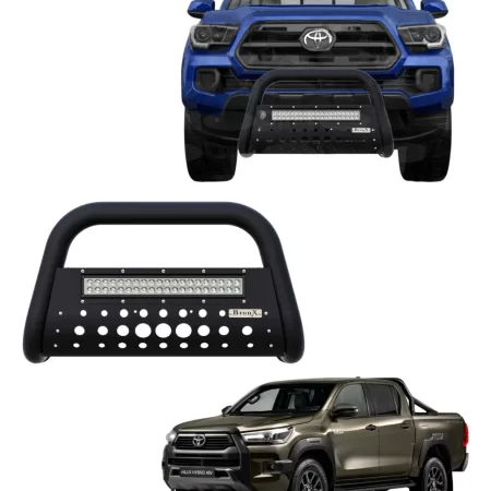 Burrera Black Con Barra Led Para Toyota Hilux 2016 -2024