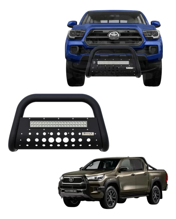 Burrera Black Con Barra Led Para Toyota Hilux 2016 -2024