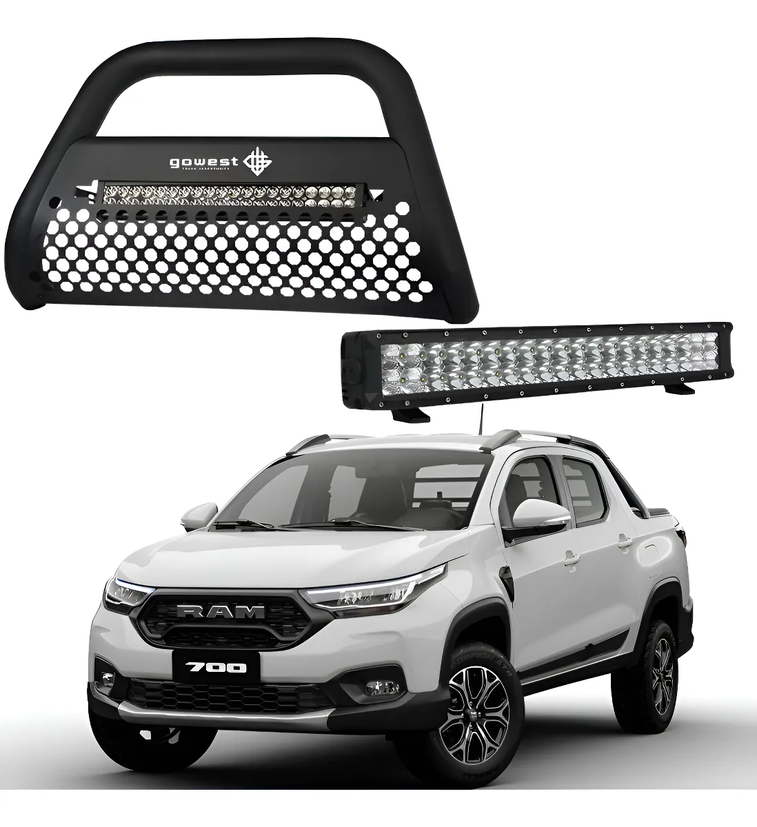 Kit Burrera Ultra Bar Ram 700 2014-2020 Dob Cab + Barra Led - Image 1