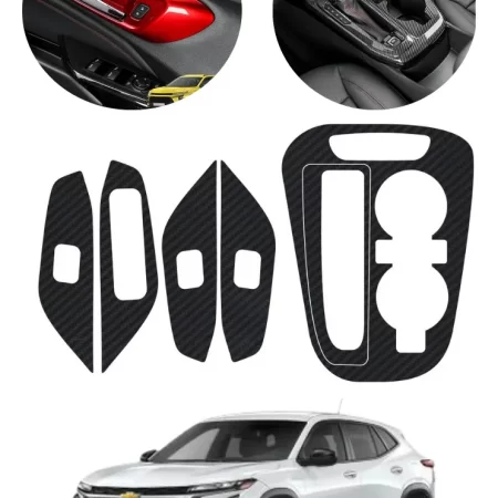 Sticker Fibra De Carbono P. Central Y Puertas Para Trax 2024