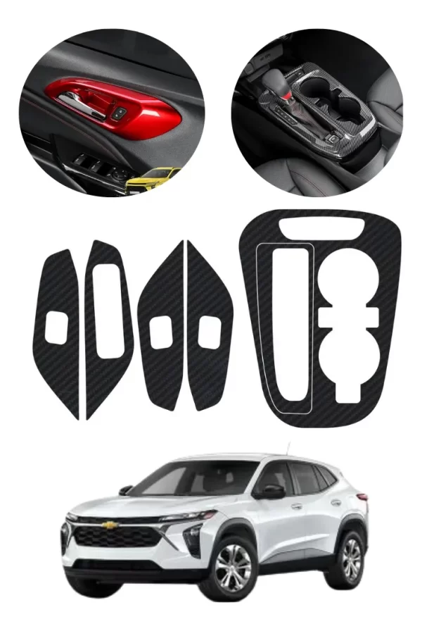 Sticker Fibra De Carbono P. Central Y Puertas Para Trax 2024