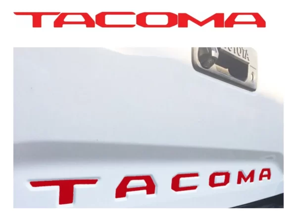 Sticker Bl Letras Tacoma Para Tapa Vinil Rojo Brillante 2024