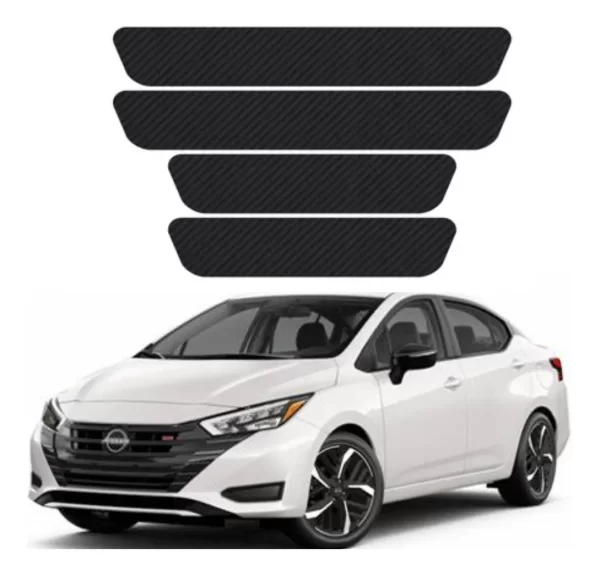 Protección Estribos Fibra De Carbono Con Blanco Nissan Versa