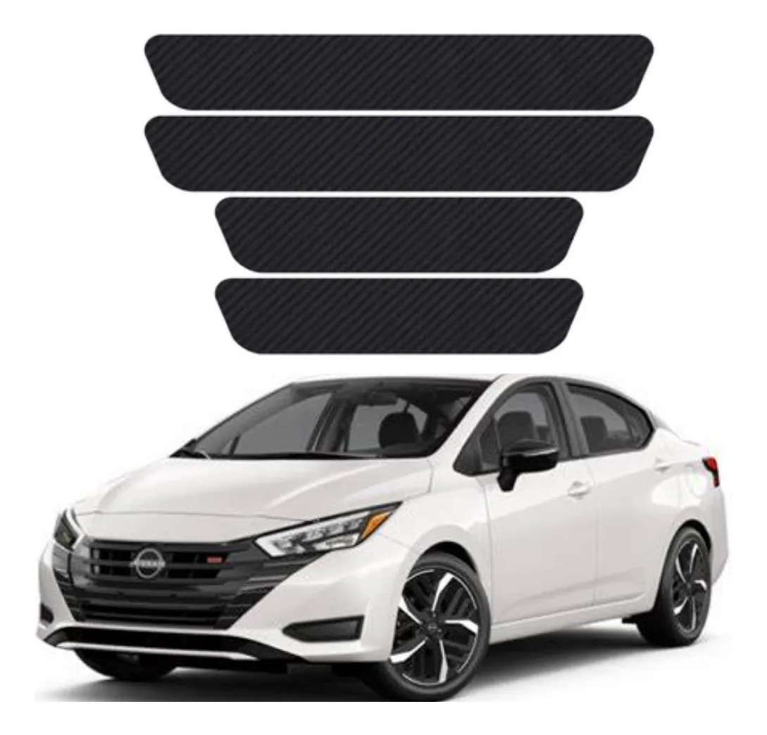 Protección Estribos Fibra De Carbono Con Blanco Nissan Versa - Image 1