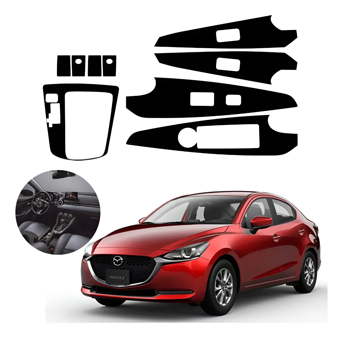 Kit Sticker Acabado Negro Piano Panel/4 Puertas Mazda 2 - Image 1