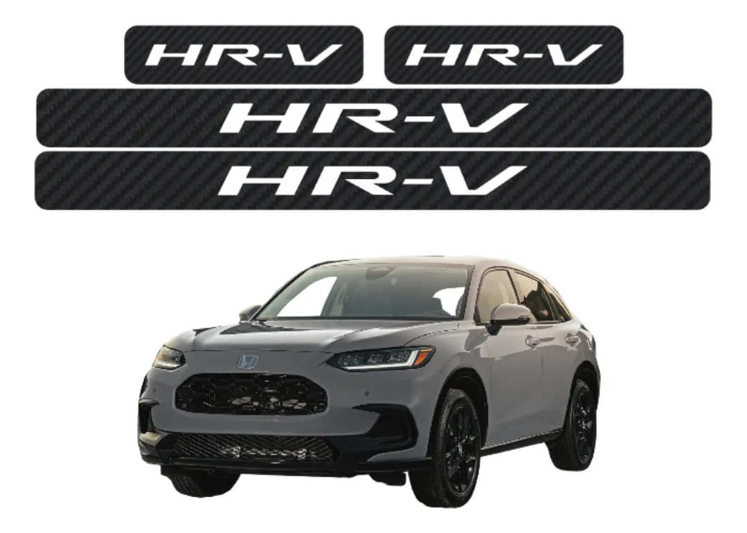 Proteccion Estribos Fibra De Carbono Con Blanco Honda Hr-v - Image 1