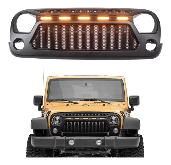 Parrilla Angry Enojado Con Led Jeep 2007-2018 Rejilla-barra