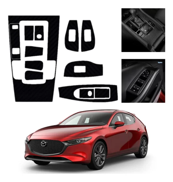 Sticker Fibra De Carbono Panel Central/puertas Mazda 3 2024