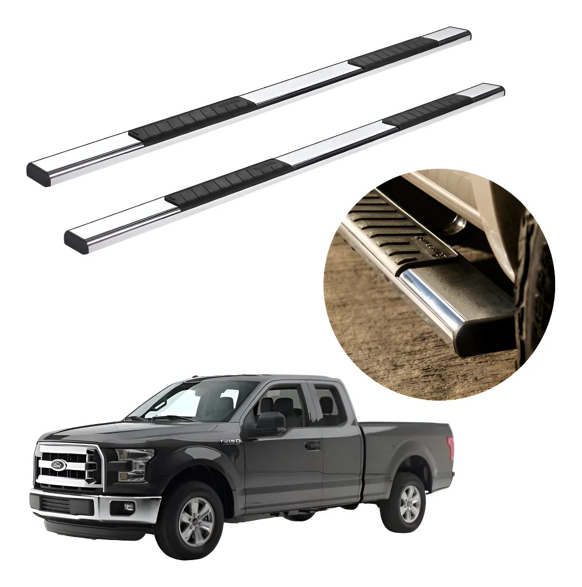 Estribos Serie 100 Ford F150 Lobo Cabina Y Media 2015 - 2023 - Image 1