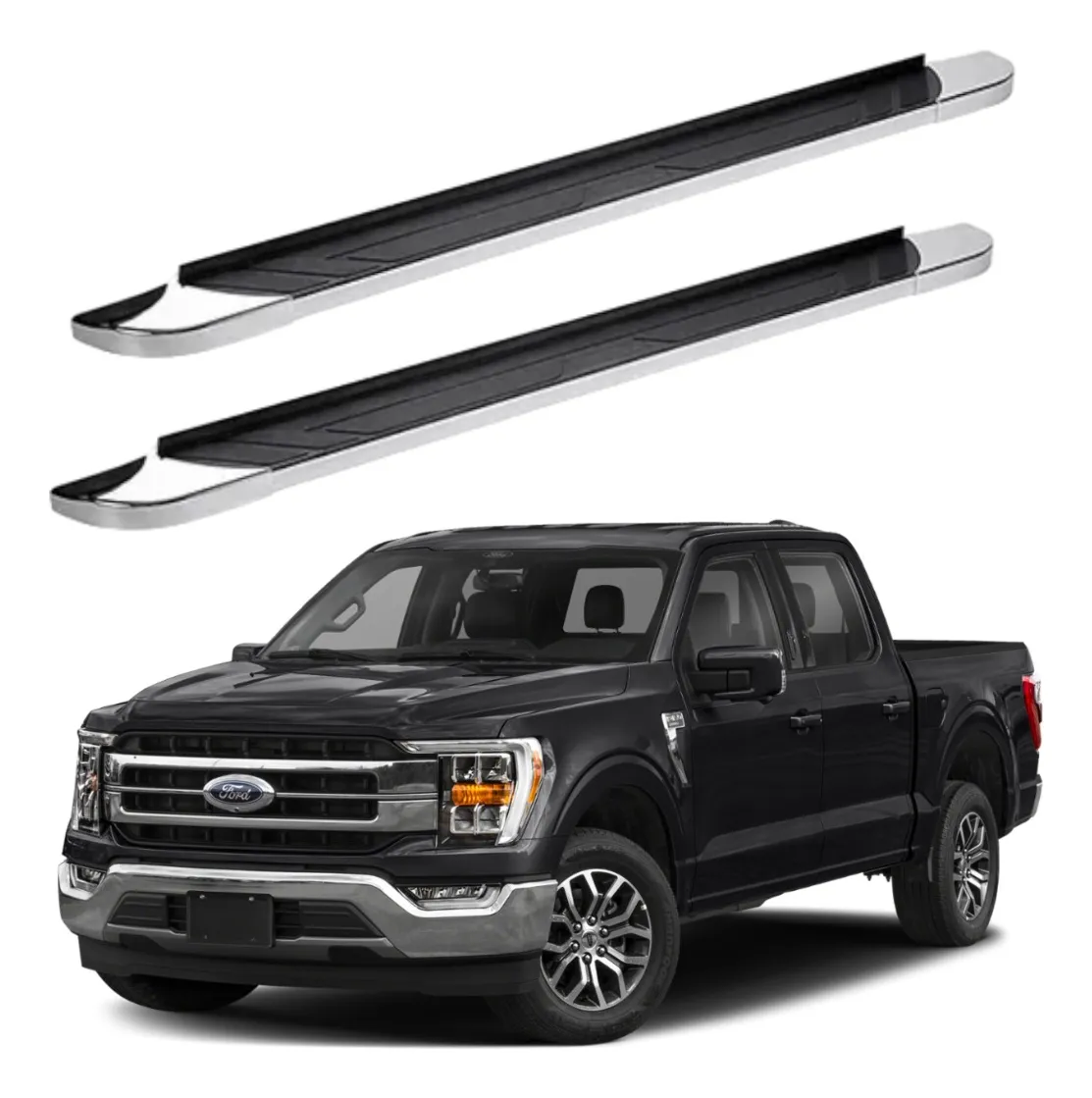 Estribos Regal Negros Ford F-150 Doble Cabina 2017 - 2022 + - Image 1