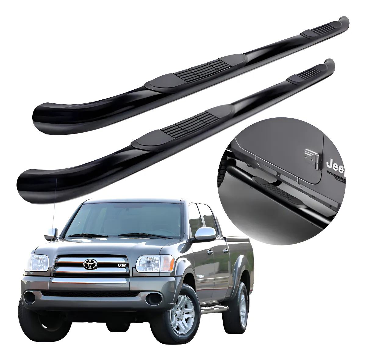 Estribos Redondos Toyota Tundra 1999 - 2006  Dob Cab Negros - Image 1