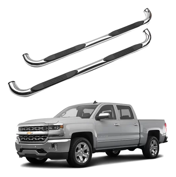Estribos Redondos Silverado 2007 - 2018 Doble Cabina Inox