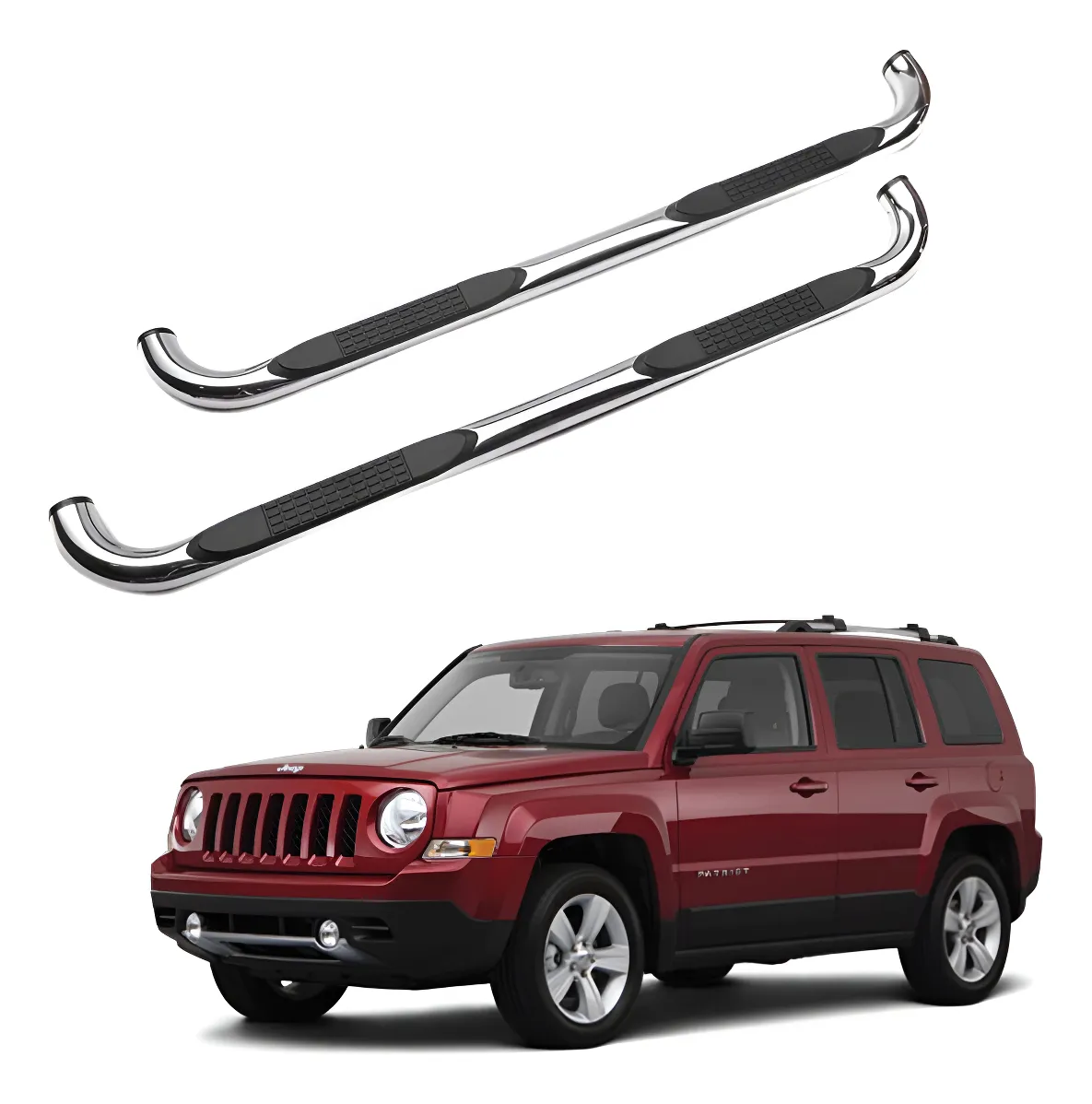 Estribos Redondos Jeep Patriot 2007 - 2017 Acero Inoxidable - Image 1