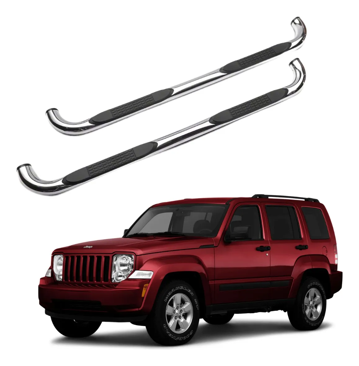 Estribos Redondos Jeep Liberty 2008 - 2013 Acero Inoxidable - Image 1