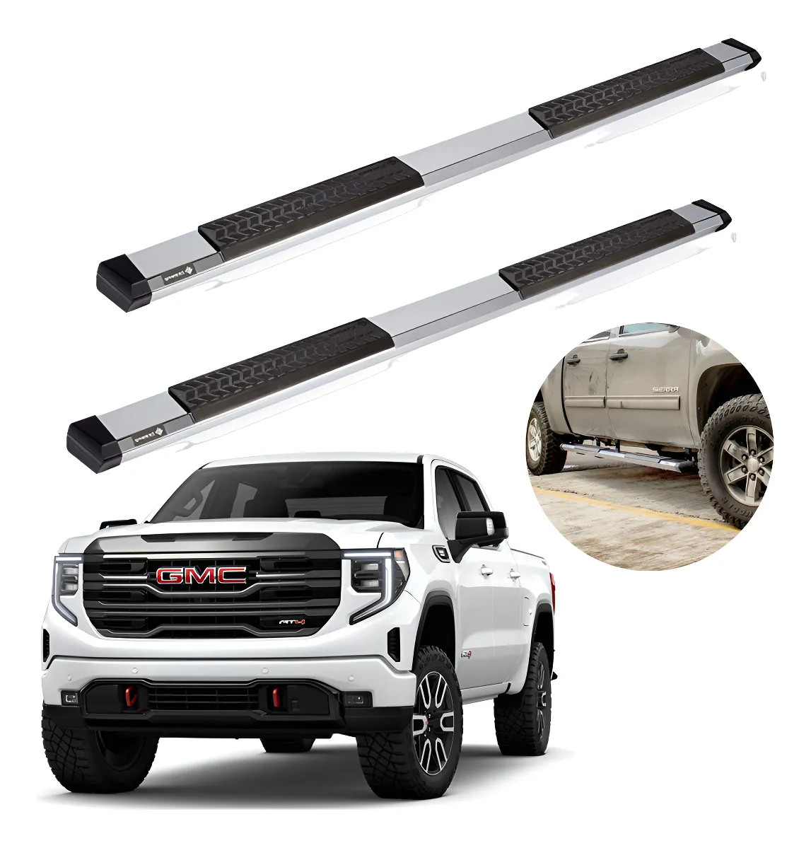 Estribos Serie 500 Gmc Sierra 2019 - 2022 Doble Cabina Cromo - Image 1