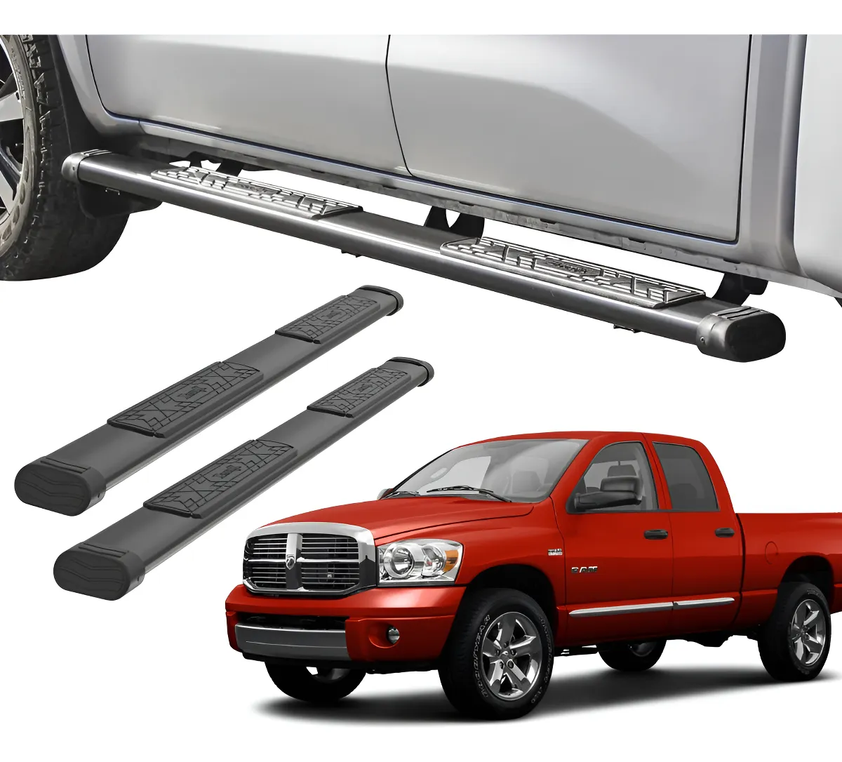 Estribos Bronx Dodge Ram 2002 - 2008 Doble Cabina Negros - Image 1