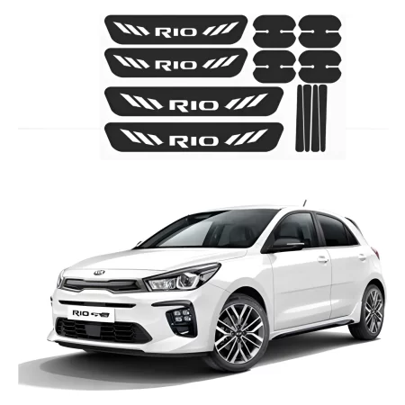 Kit Combo Proteccion Fibra De Carbono Para Kia Rio