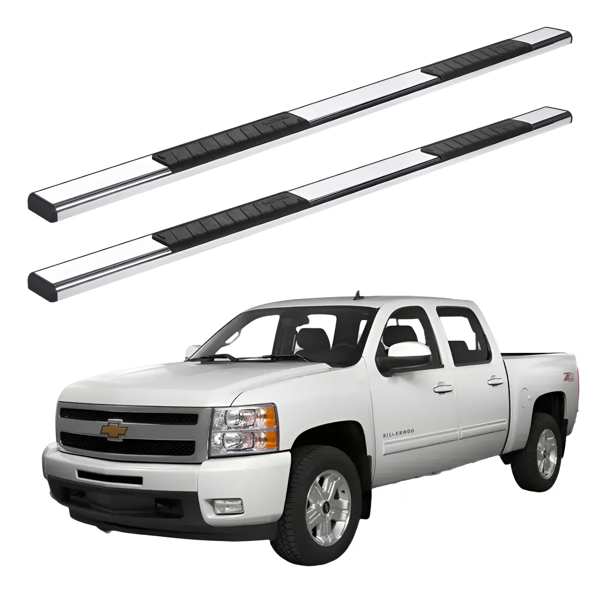Estribos Platinum 100 Chevrolet Silverado 1500 2007-2013 Doble Cabina Cromado - Image 1