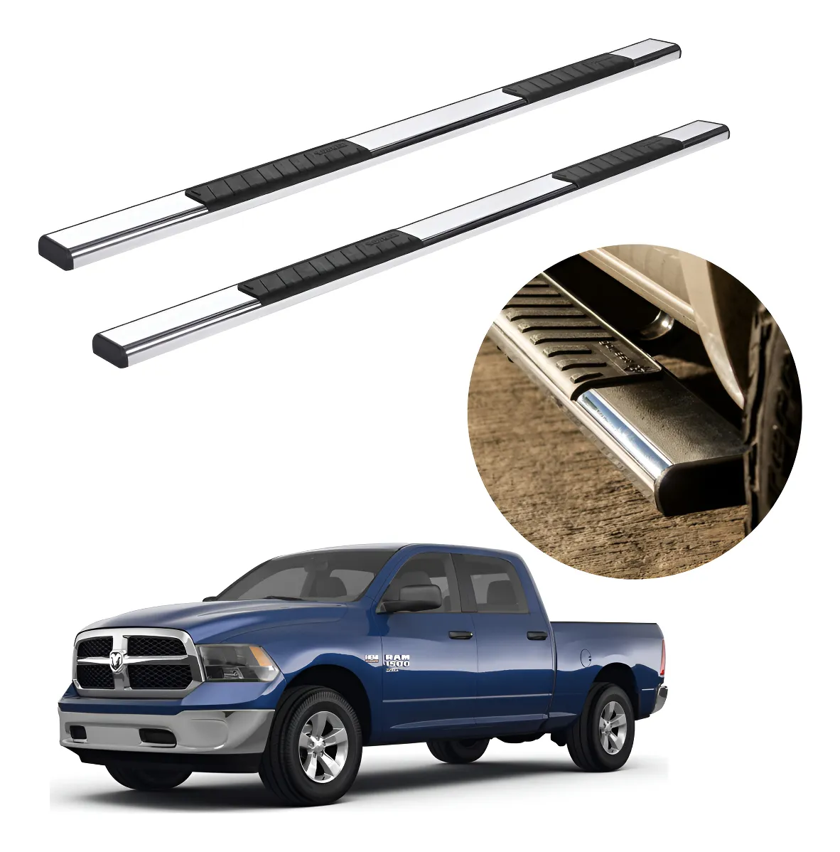 Estribos Platinum 100 Dodge Ram 1500 2009-2018 Doble Cabina Cromado - Image 1