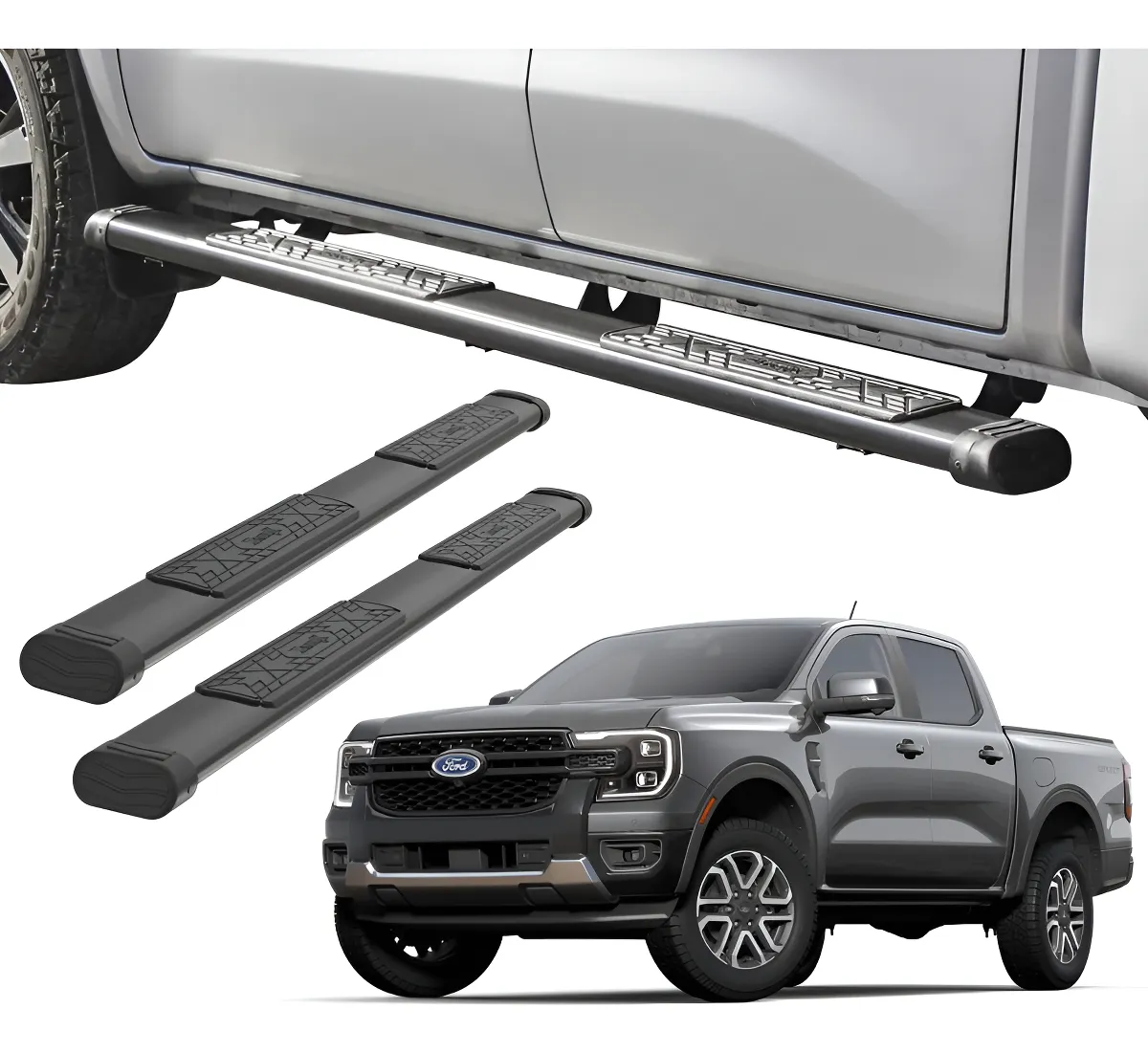 Estribos Bronx Ford Ranger 2013 - 2022 Doble Cabina Negros - Image 1