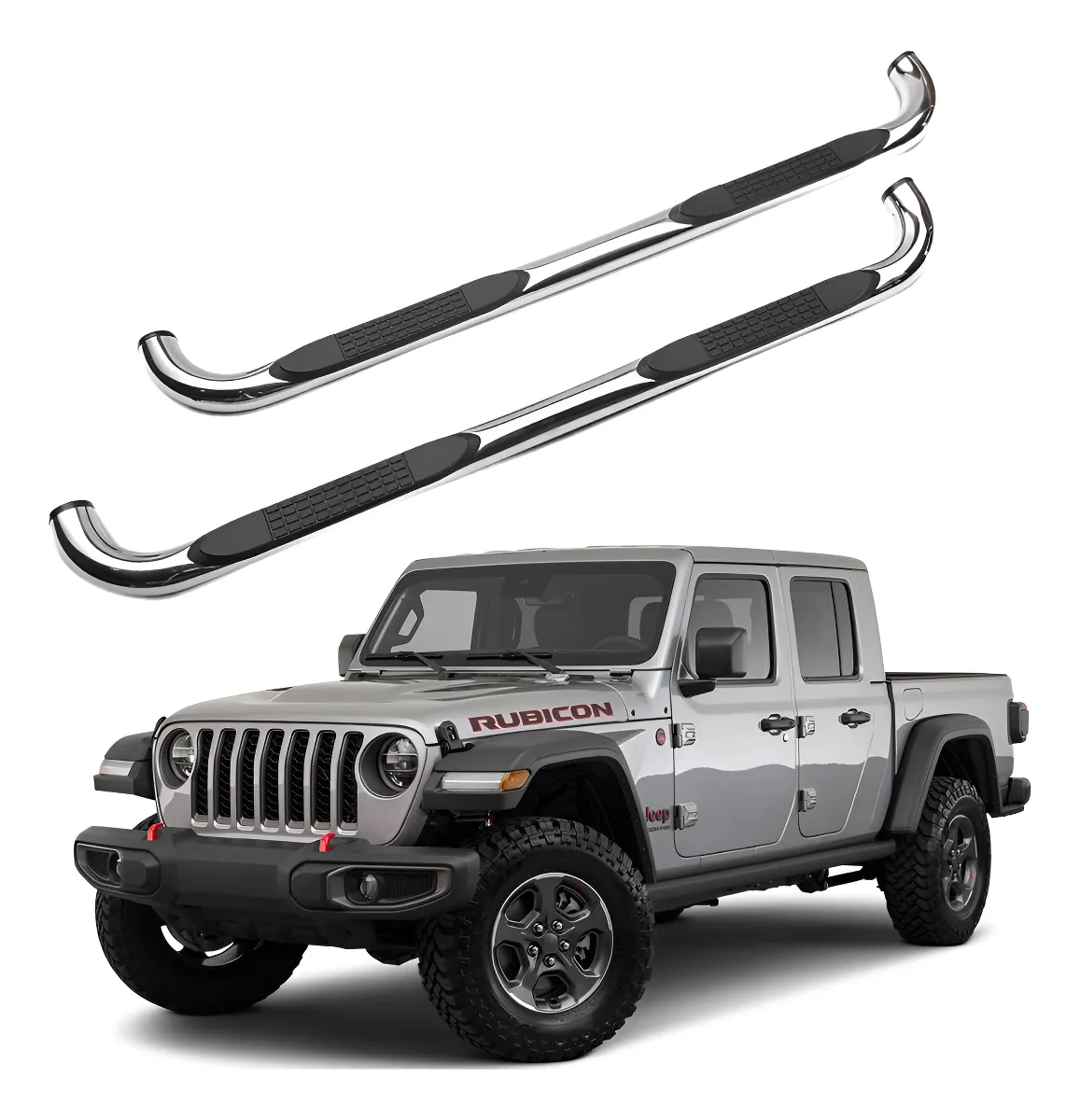 Estribos Redondos Jeep Gladiator 2020 - 2023 Acero Inox - Image 1