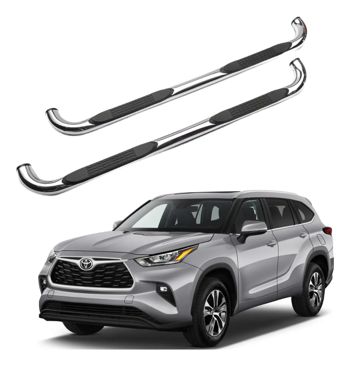 Estribos Redondos Toyota Highlander 2020 - 2022 Acero Inox - Image 1