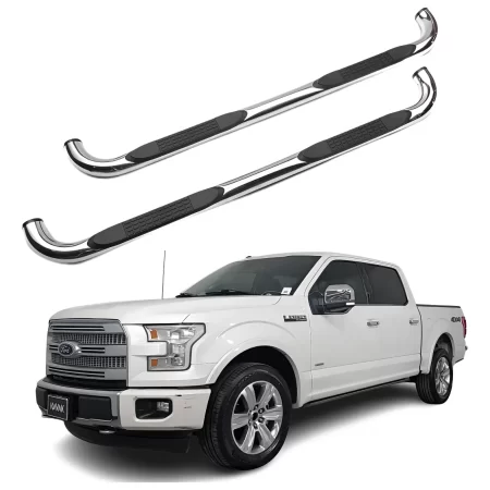 Estribos Redondos Ford F150 2009 - 2014 Dob Cab Acero Inox