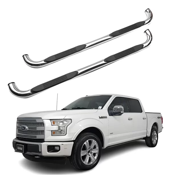 Estribos Redondos Ford F150 2009 - 2014 Dob Cab Acero Inox