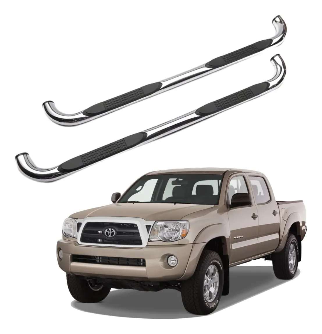 Estribos Redondos Toyota Tundra 2007 - 2021 Crew Max Inox - Image 1