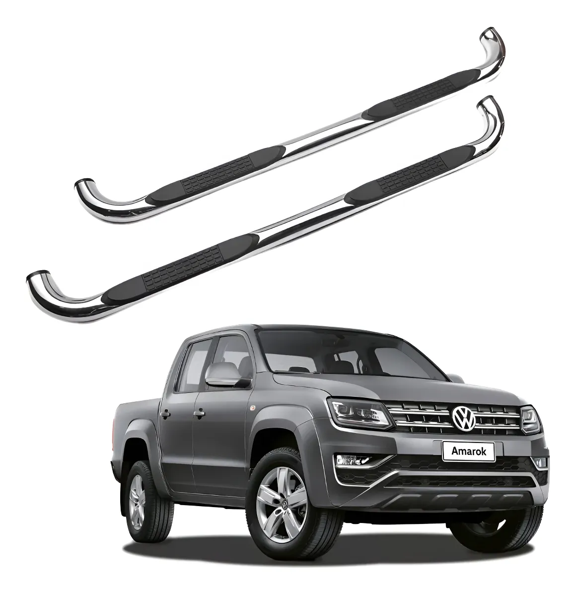 Estribos Redondos Volkswagen Amarok 2010 - 2020 Inoxidables - Image 1