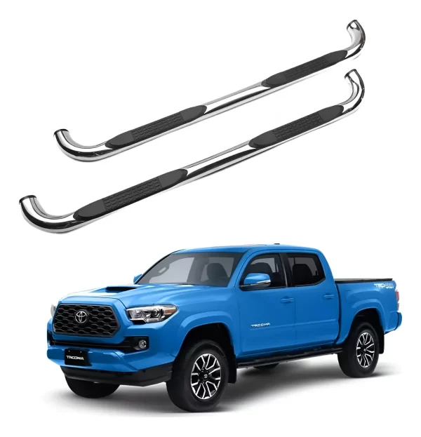 Estribos Redondos Toyota Tacoma 2005 - 2023 Dob Cab Inox