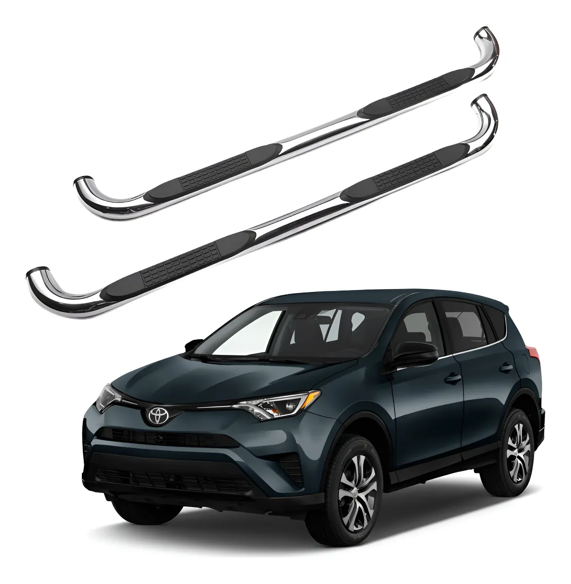 Estribos Redondos Toyota Rav4 2016 - 2018 Acero Inoxidable - Image 1