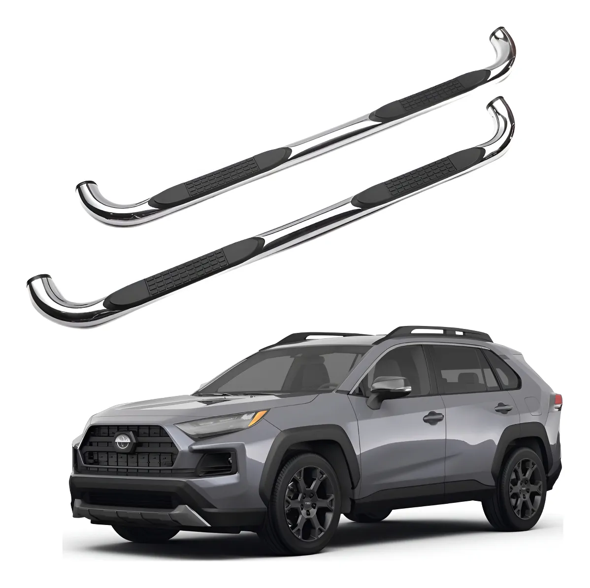 Estribos Redondos Toyota Rav4 2019 - 2022 + Acero Inoxidable - Image 1