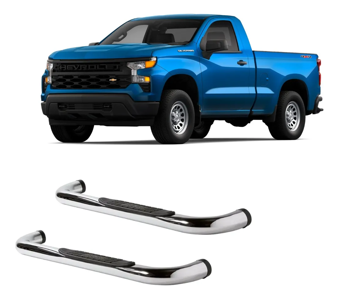 Estribos Redondos Silverado 2019 - 2022 Cabina Sencilla Inox - Image 1