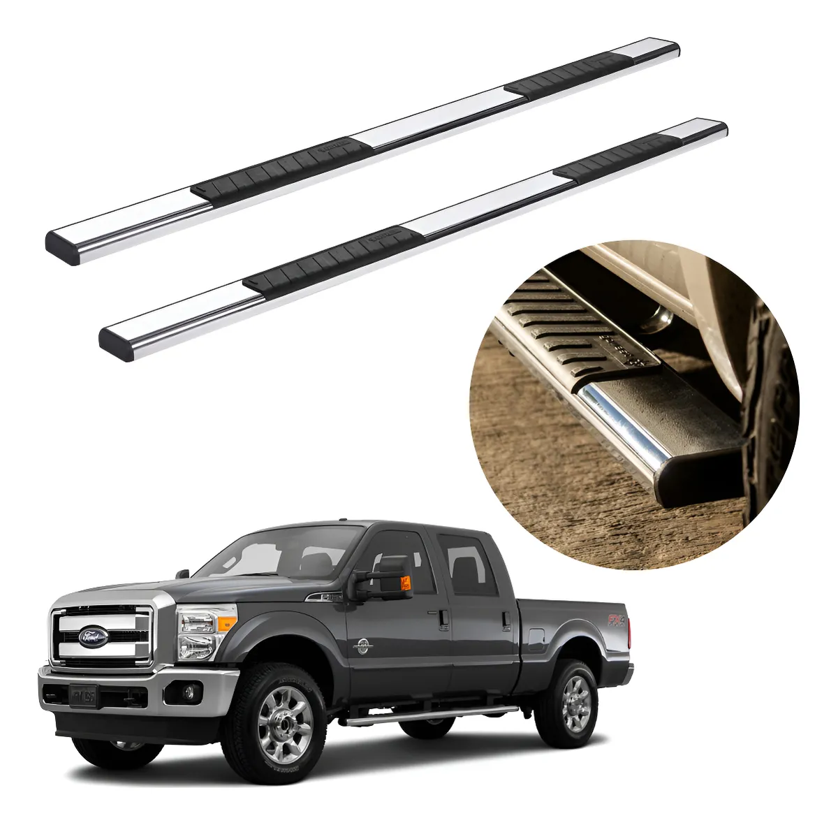 Estribos Serie 100 Cromados Para Ford Super Duty 1999 - 2016 - Image 1