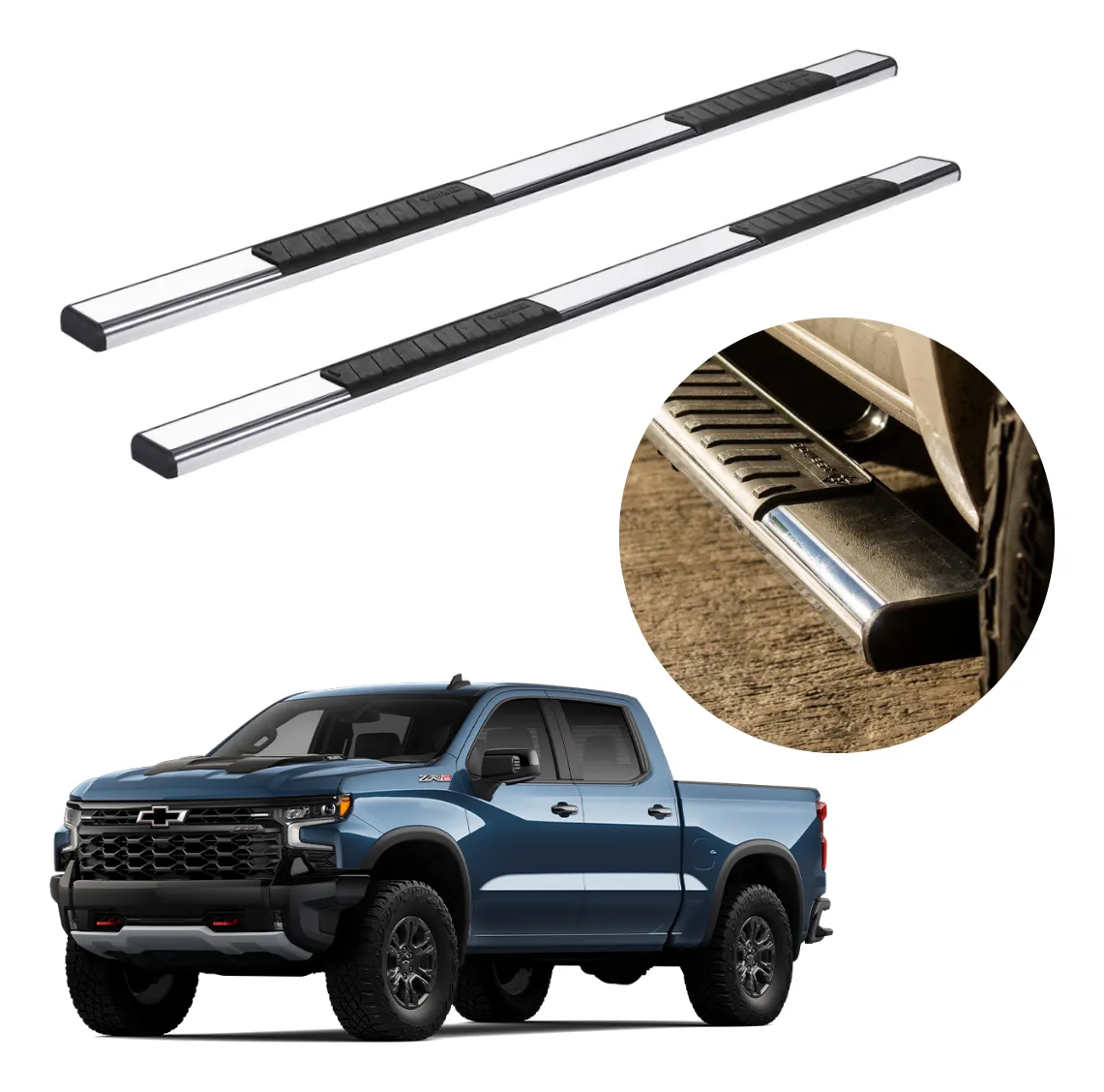 Estribos Serie 100 Para Chevrolet Cheyenne 2019 - 2024 Cromo - Image 1