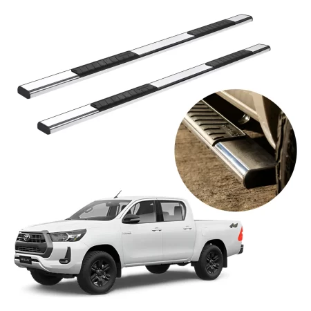 Estribos Serie 100 Cromados Para Toyota Hilux 2016 - 2024