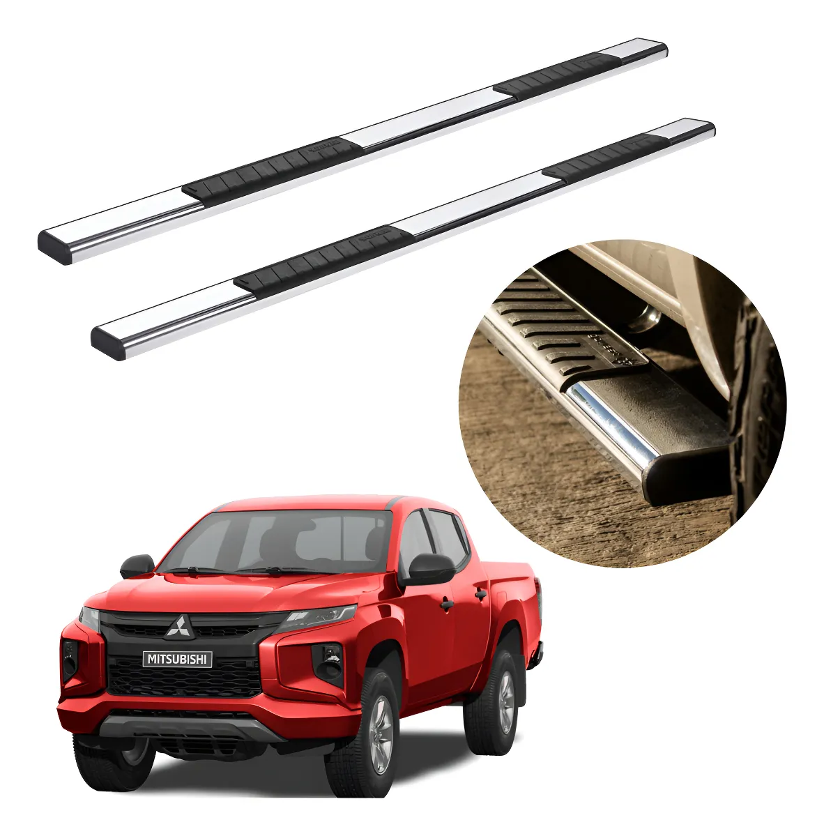 Estribos Serie 100 Cromados Para Mitsubishi L200 2016 - 2024 - Image 1