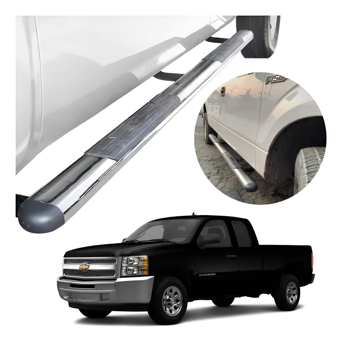 Estribos Gh Chevrolet Silverado Cabina Y Media 1999 Al 2013 - Image 1